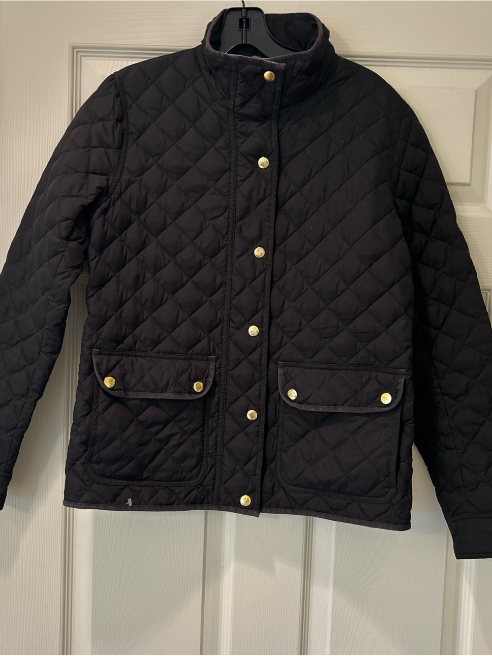 J. Crew Black Quilted Jacket with Gold Hardware